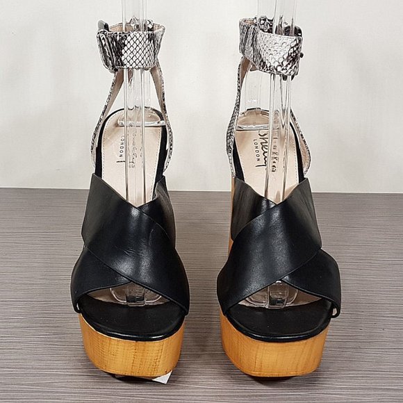 Shellys London Lessty Platform Sandal, Black Leather, Womens Sizes 6.5 & 8.5 - Picture 2 of 10